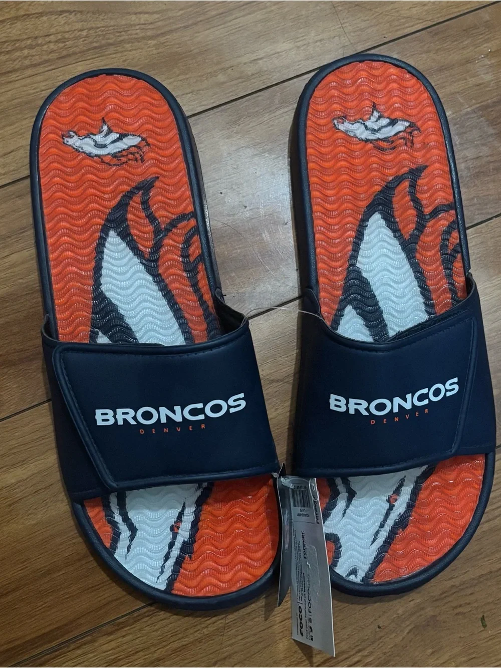 Denver Broncos Men’s Orange and Navy Slide Sandals
